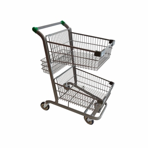 Chariot de supermarché en métal chromé de style européen, vente en gros - Product Image 3