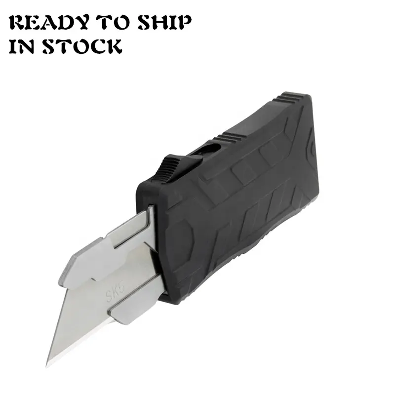 UK-1735 Liga De Alumínio Shell 5 Lâminas Extra OTF Automatic Razor Knife Utility Blade Box Cutter