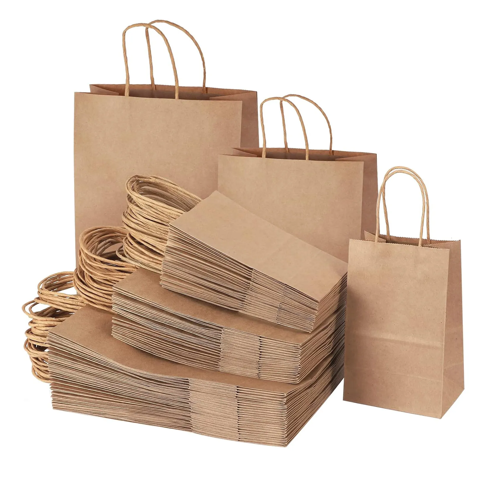 Cadeau personnalisé pour commerce de détail fourre-tout recyclable papier brun sacs à provisions de marque à prix raisonnable