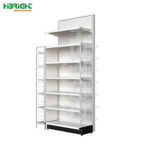 Nuovo tipo di stile americano bianco metallico scaffale da supermercato espositore con ganci