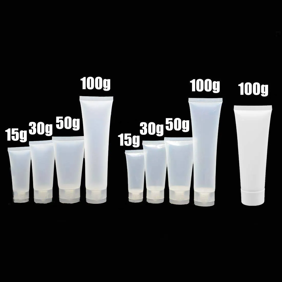 Tube transparent pour crème cosmétique, vide, translucide, pour maquillage, blanc, givré, 15g, 30ml, 50ml, 100ml, en STOCK en ue