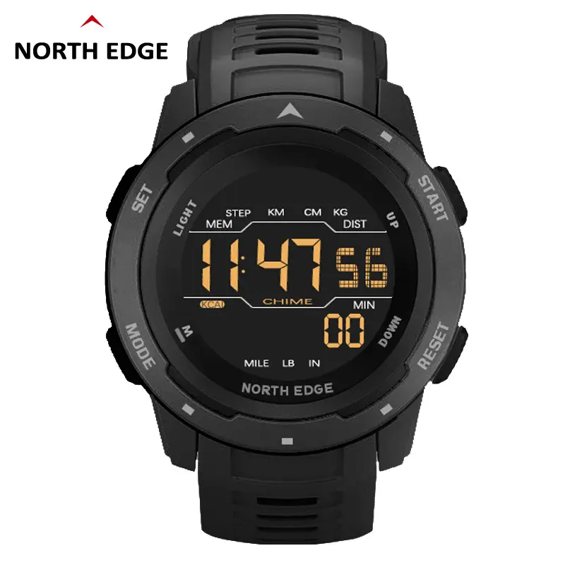 NORTH EDGE สมาร์ทวอทช์นาฬิกาอเนกประสงค์,นาฬิกาข้อมือดิจิตอลสำหรับผู้ชายนาฬิกาจับเวลากันน้ำสำหรับว่ายน้ำนาฬิกา Led Reloj