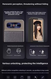 Sharp S5 Cat Eye khóa kỹ thuật số lớn 3D mặt cọ vân tay mật khẩu Hợp kim nhôm khóa chống trộm gỗ Kết nối Wifi - Product Image 3