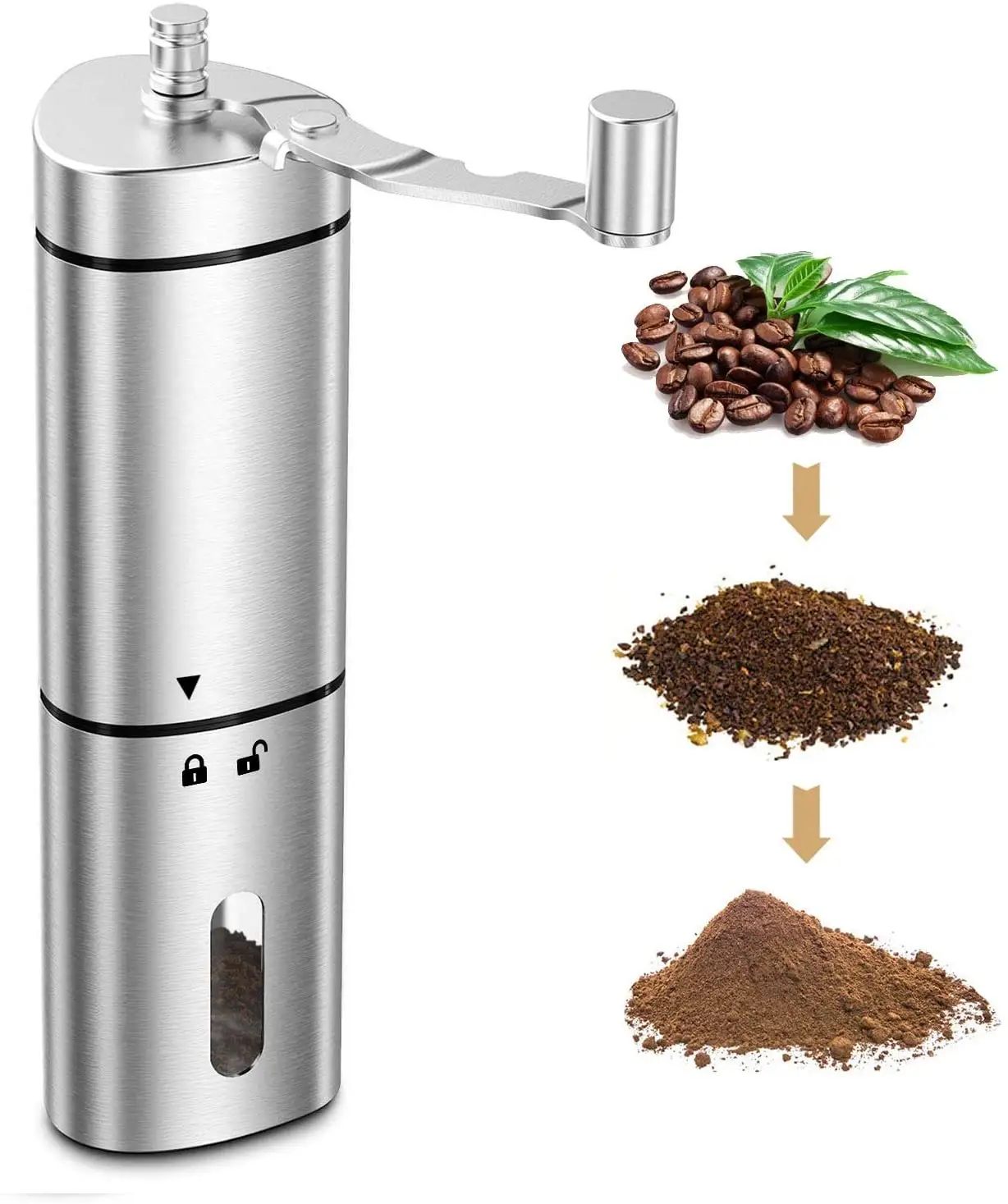 Popüler kırmızı fasulye değirmeni ayarlanabilir ayar manuel kahve değirmeni ile taşınabilir el paslanmaz çelik kahve değirmeni