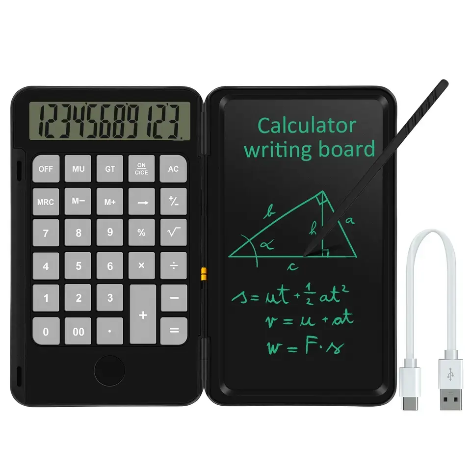 6 pouces numérique graphique Lcd tablette d'écriture calculatrice multifonction avec bloc-notes pliant calculatrice de base cahier