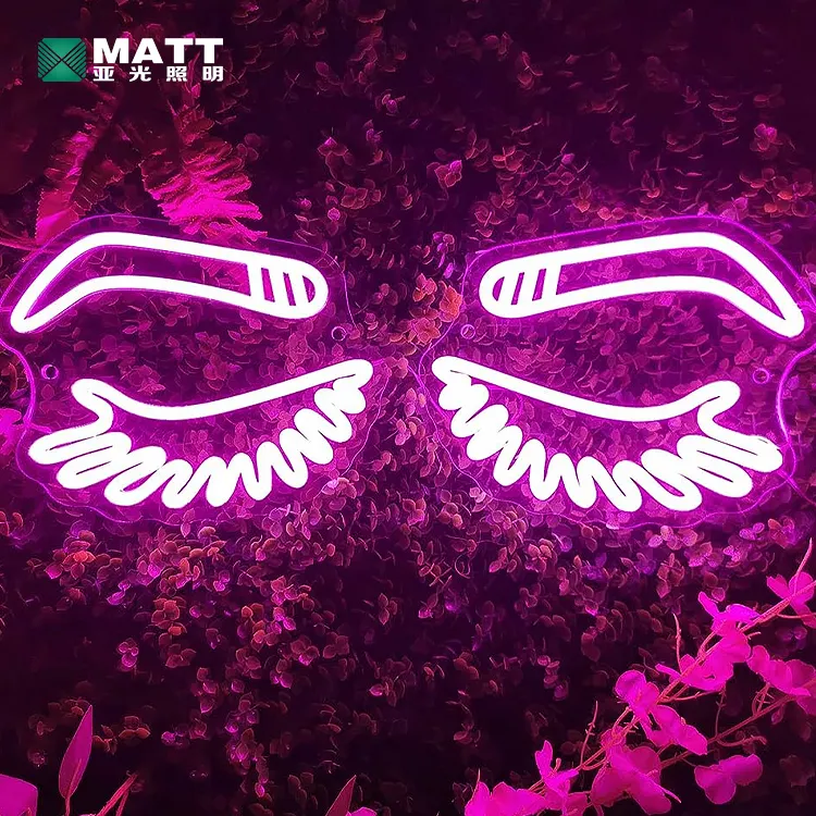 Matt Dropshipping Pink Lashes & Brows Enseigne au néon Custom Eye Led Neon Light Sign pour Beauty Room Salon Bedroom Bedroom Decor Décoration murale