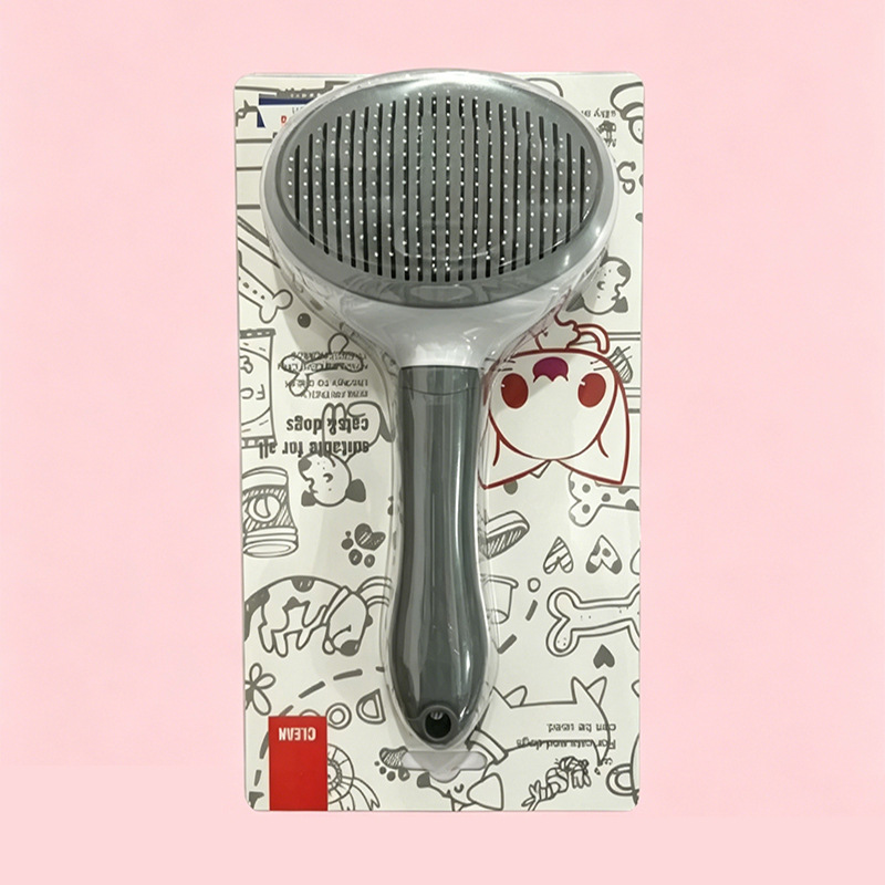 Oval floating hair comb-gray paper card