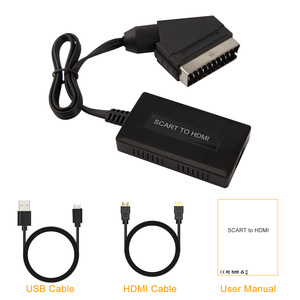 Adaptador Scart a Hdmi 1,3 1080P/720P, convertidor de audio y video con cable de alimentación Micro USB Cable convertidor Scart a Hdmi para VHS VCR