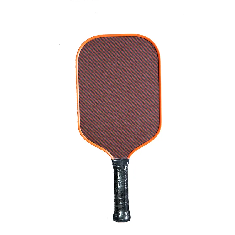 Pagaie de pickleball thermoformée PP noyau en nid d'abeille 16mm d'épaisseur bande de bord orange prend en charge Logo personnalisé T700 KVL fibre de carbone