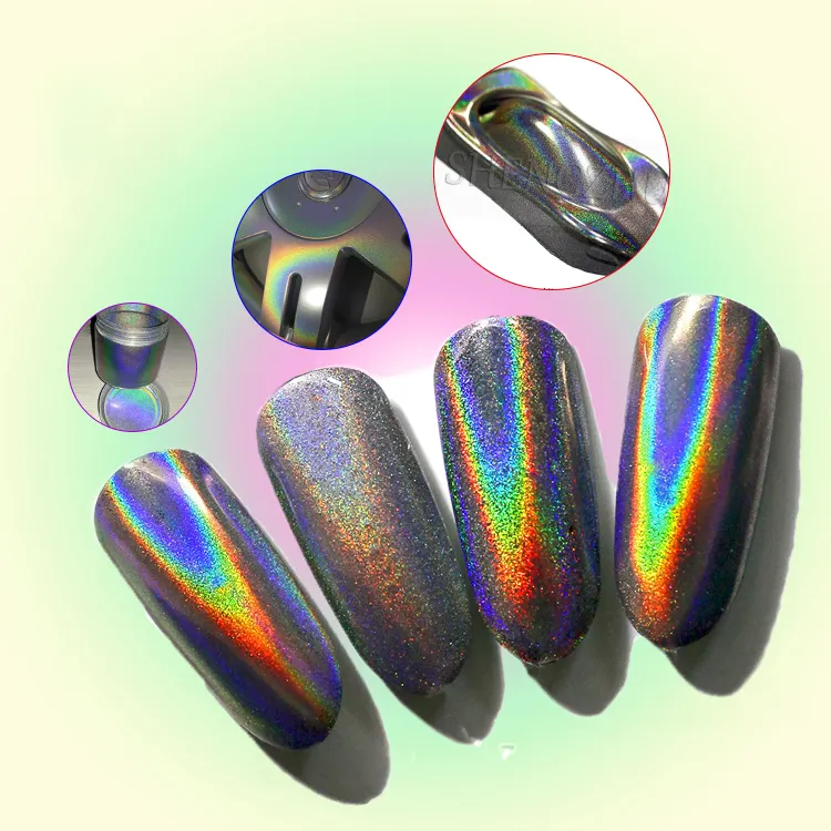 Naroon New Reflective Holographic Powder Mirror Chrome Laser Spectra Flair Color Powder Holographic Pigment