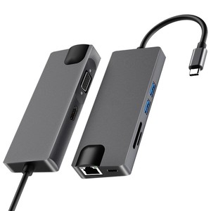 Convertitore VGA RJ45 hub USB 8 in 1 da tipo C a VGA/4K HD/1000M RJ45/TF/SD/USB3.0 per PC/Laptop/Smart TV/proiettore - Product Image 6