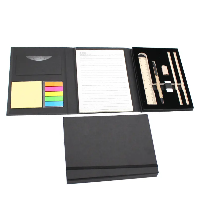Promozionale kraft di carta Memo Pad Notepad con la penna matita erase e righello ufficio della scuola di cancelleria regalo set