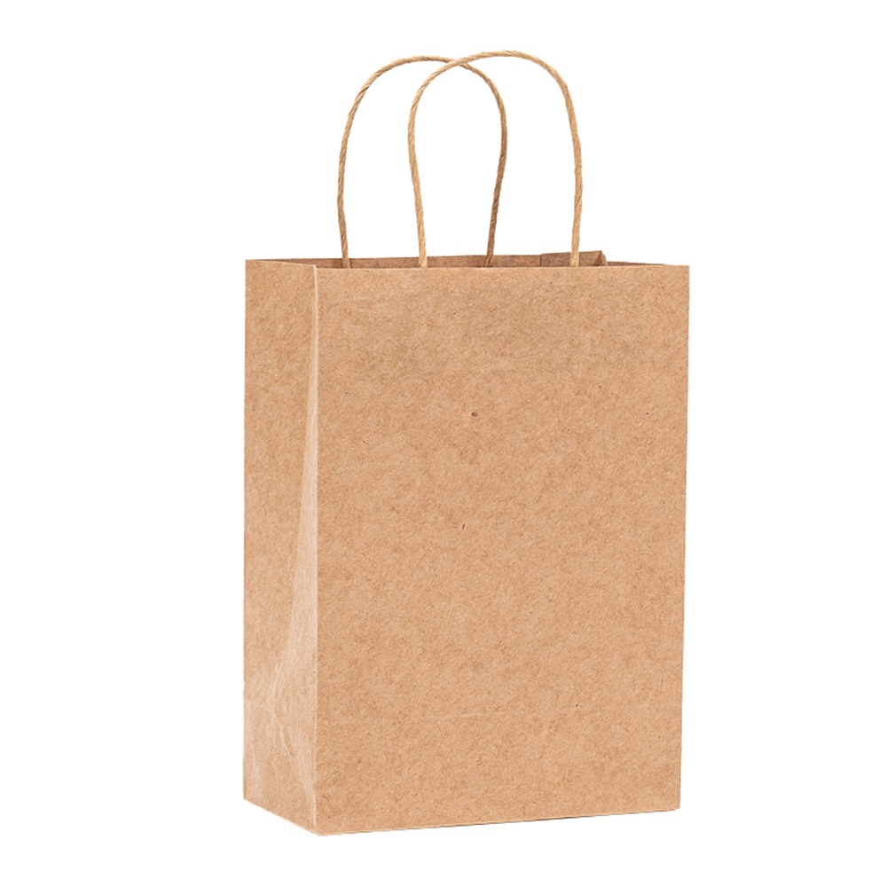 Sac de courses en papier kraft recyclé en gros avec logo personnalisé