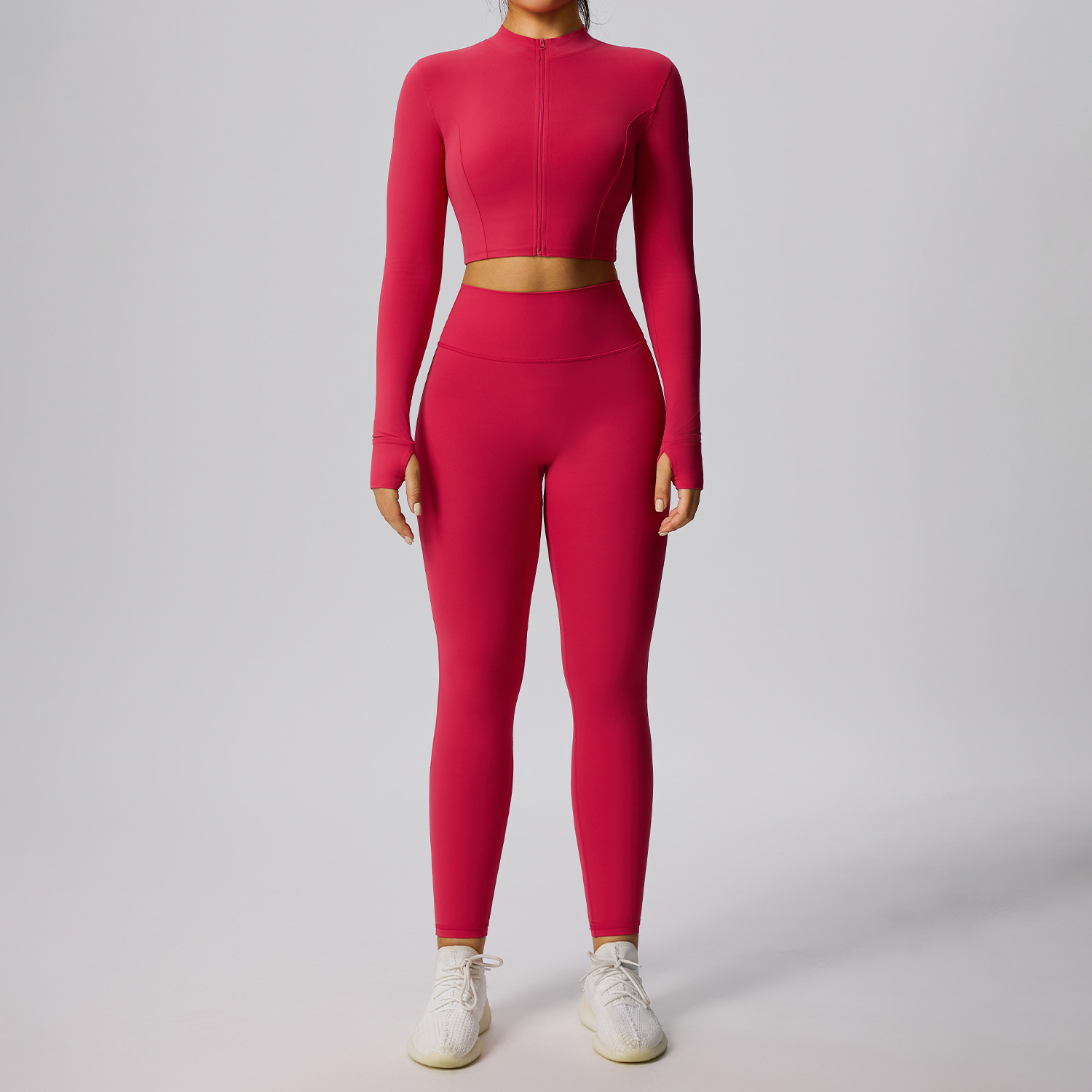 Coat and long pants-wild berry red