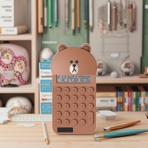 Máy Tính Năng Lượng Mặt Trời Hình Dạng Động Vật Dễ Thương 12 Chữ Số Học Sinh Máy Tính - Product Image 4