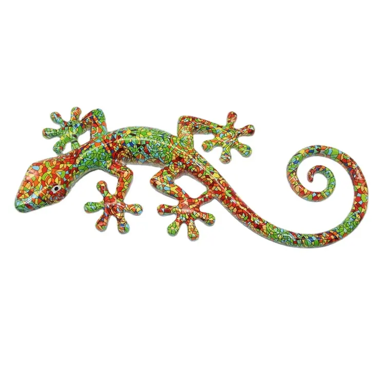 Vente en gros de mosaïque colorée d'espagne lézard en résine tenture murale pour la maison gecko lézard salamandre ornement décoratif