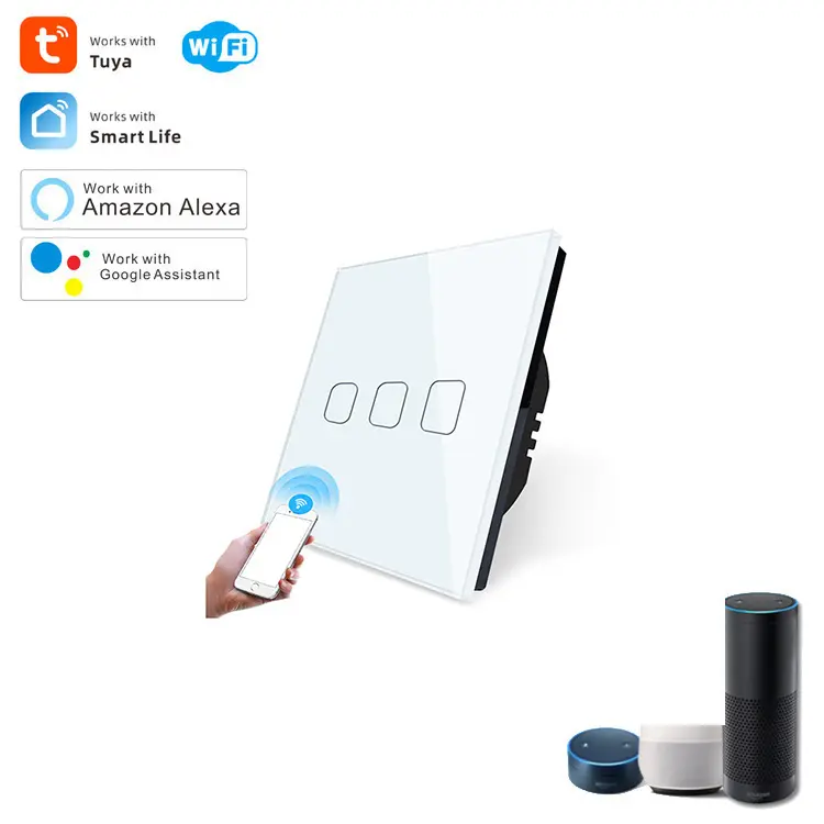 Con Alexa Google Voice Control Smart interruttore a 2 vie interruttore elettrico per casa interruttore 2.4G connessione WIFI pannello in vetro temperato