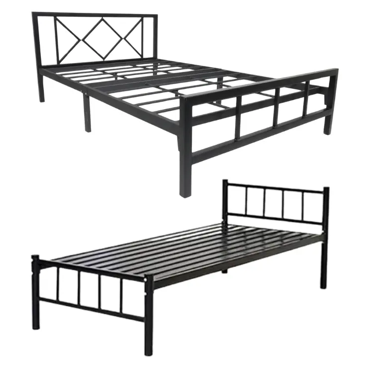 Best-seller de estrutura de cama de metal duplo simples de armazenamento máximo, embalagem padrão OEM/Odm, fabricante vietnamita