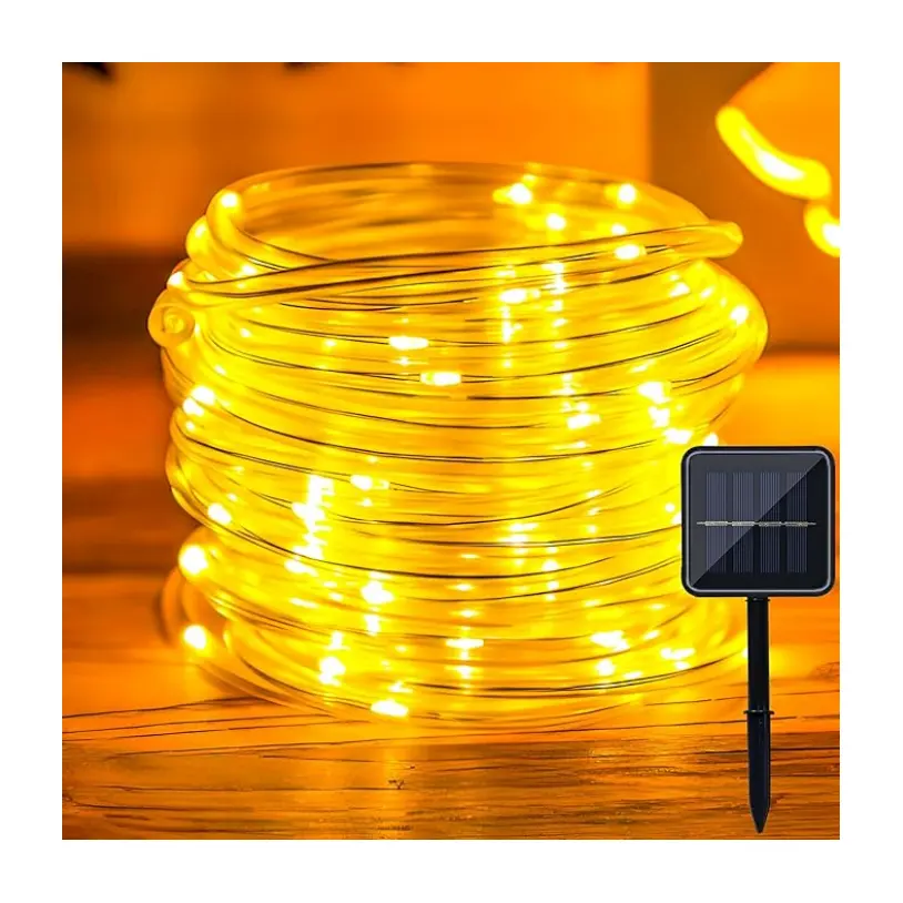 Vente en gros bon marché LED étanche pour l'extérieur Utilisation commerciale des lampes solaires à corde 8 modes Guirlande lumineuse en fil de cuivre souple
