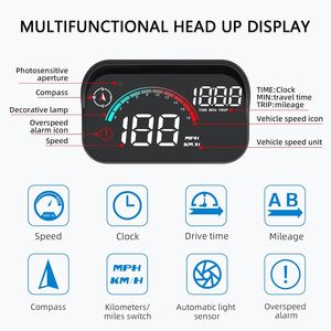 5V kỹ thuật số xe Đồng hồ tốc độ GPS HUD kính chắn gió Đầu hiển thị MPH tốc độ thời gian du lịch quá tốc độ báo động la bàn cho tất cả các loại xe - Product Image 2
