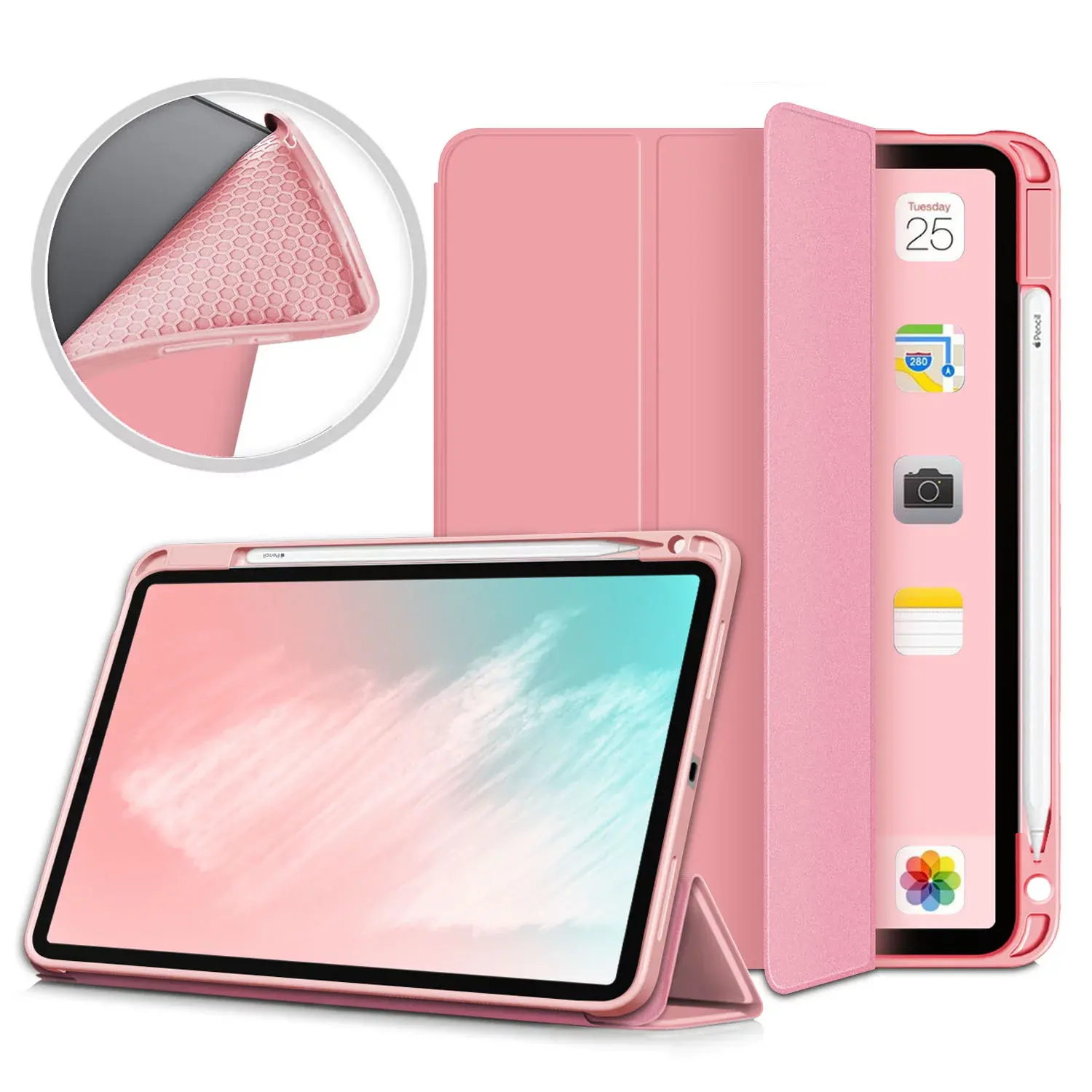 Shemax Case for iPad Pro 11 and iPad air 4 5 10.9 inch Tri-Fold Slim Fit Folio Stand Smart PU Leather Tablet Cover for iPad Air