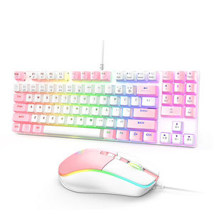 G26 + CW905 Wired Gaming <strong>Keyboard</strong> <strong>Mouse</strong> Set <strong>White</strong> Pink G26 Wired Mechanical <strong>Keyboard</strong> 89-keys <strong>Computer</strong> Accessories - Product Image 2