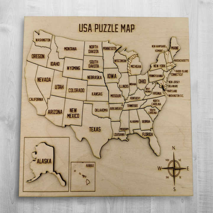 New Arrival 50 States Wood Puzzle United States Map USA Wooden Map for Home Decor