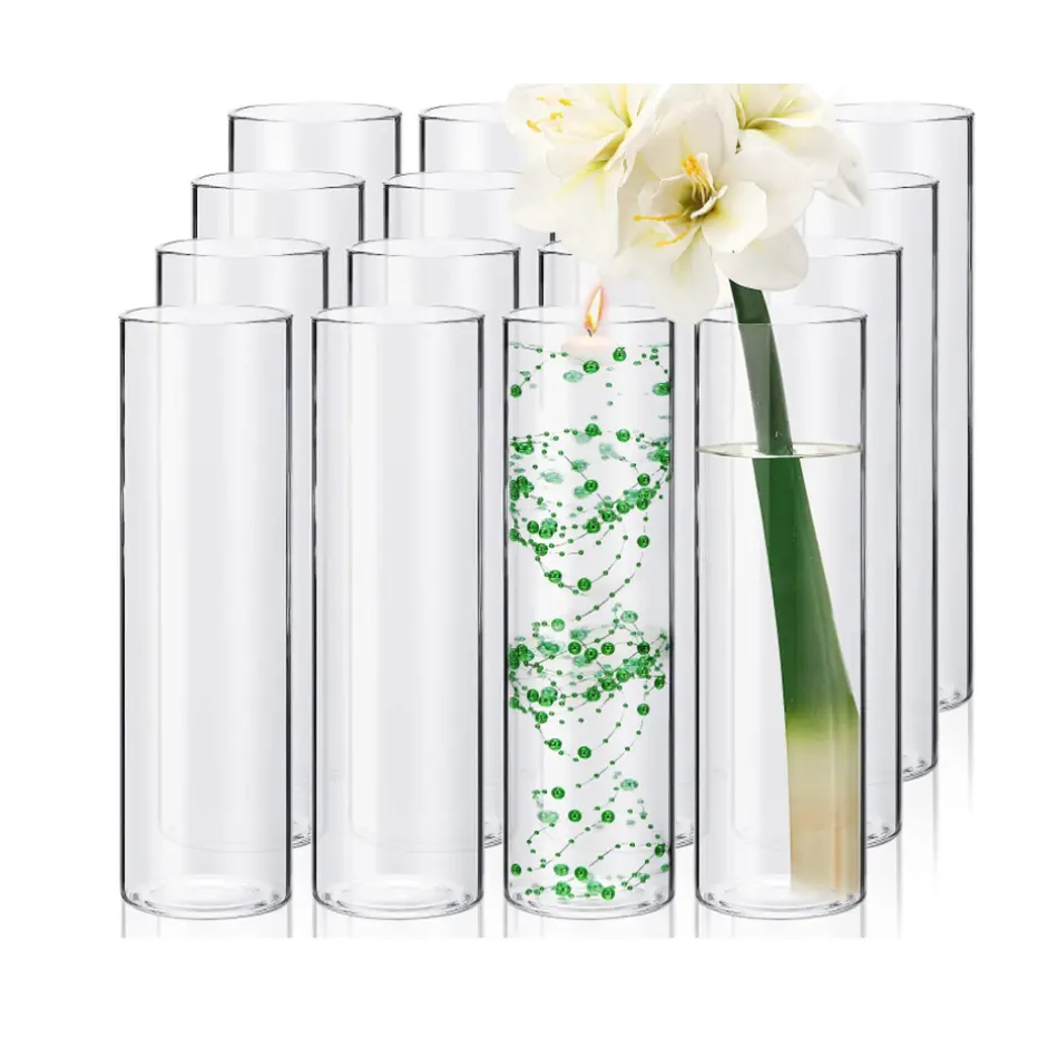 Cam vazolar set üreticileri toptan el yapımı silindir çiçekler ev dekor için uzun mum düğün centerpiece temizle avrupa