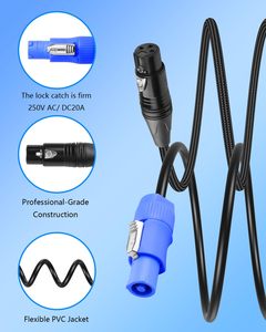 混合电缆DMX512电源开关信号组合3针5针公公电源适配器1m-2m长度，用于舞台照明移动头音频 - Product Image 3