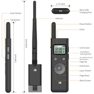 Telecomando personalizzato da 300 metri 2.4G puntatore Laser a luce verde penna per pagine PPT penna per presentazione di proiezione di grandi Scene - Product Image 2