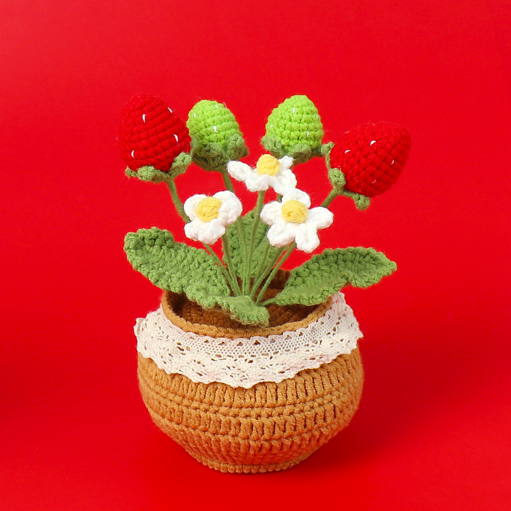 Large potted multi-head strawberry-large wool basin