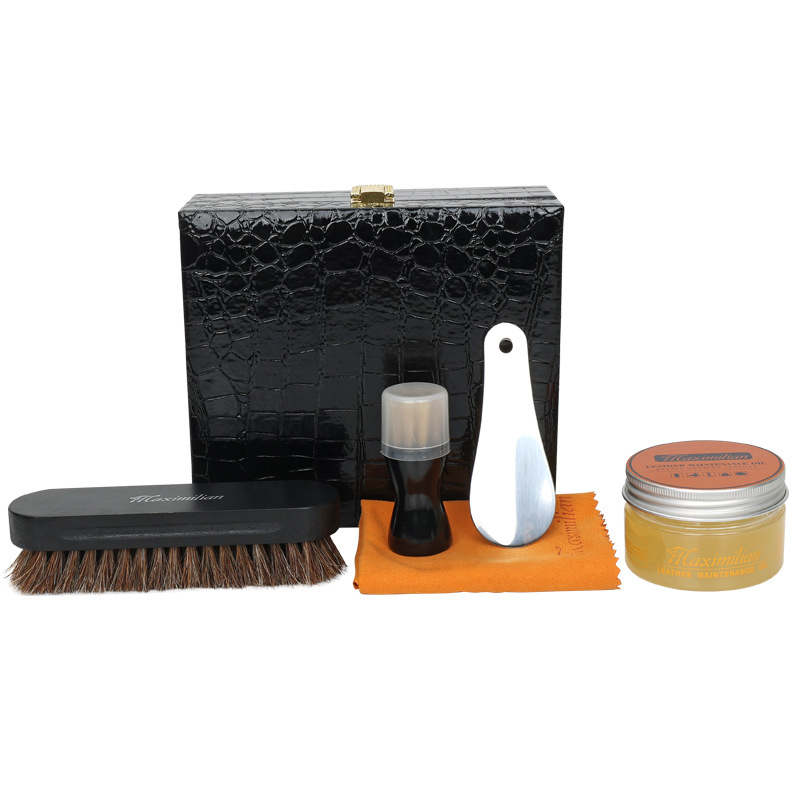 Six-piece colorless shoe polish set