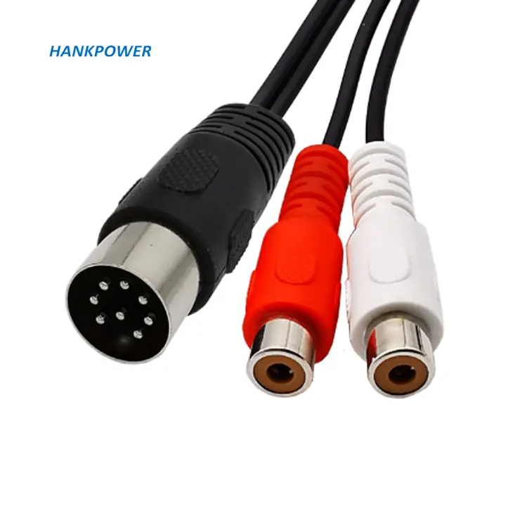 고품질 MIDI Din 8Pin 2 RCA 케이블 8Pin Din 남성 듀얼 RCA 여성 오디오 어댑터 케이블