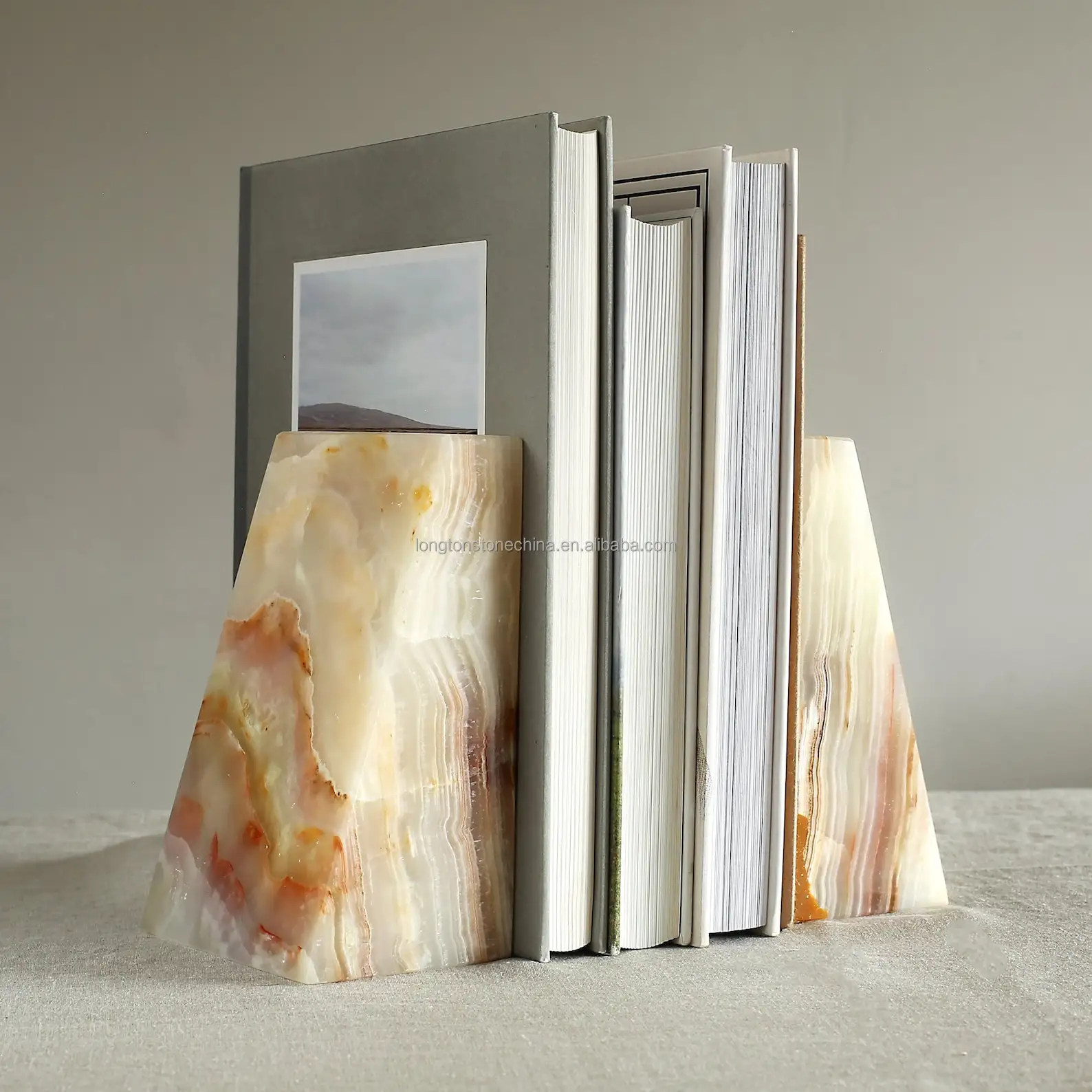 Marble Bookends Book Stoppers Luxury Stone Craft Ornament Bookcase Book Stand Holder Home Decor Marble Marmol Bookends Book End