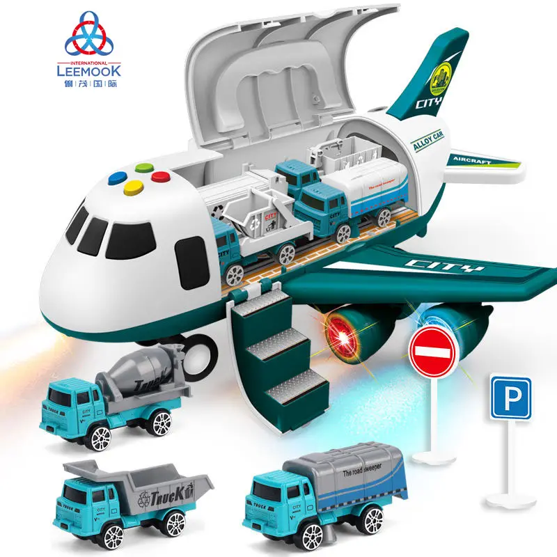 Leemook modelo de avião elétrico para crianças, carro de garagem com pequenos carros de metal fundido, modelo de brinquedo novo