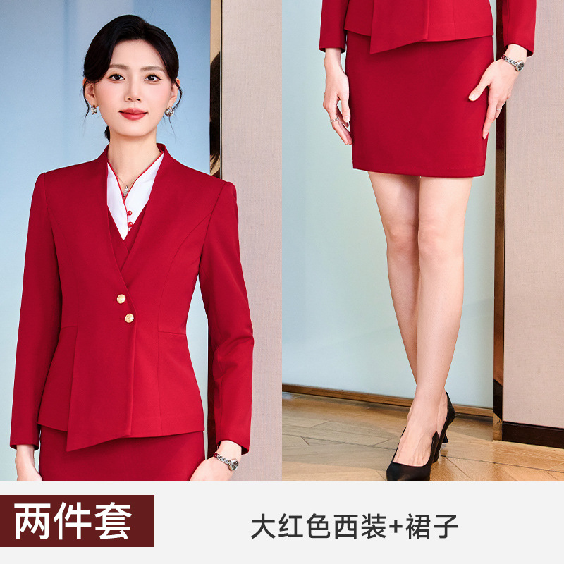 Bright red suit dress