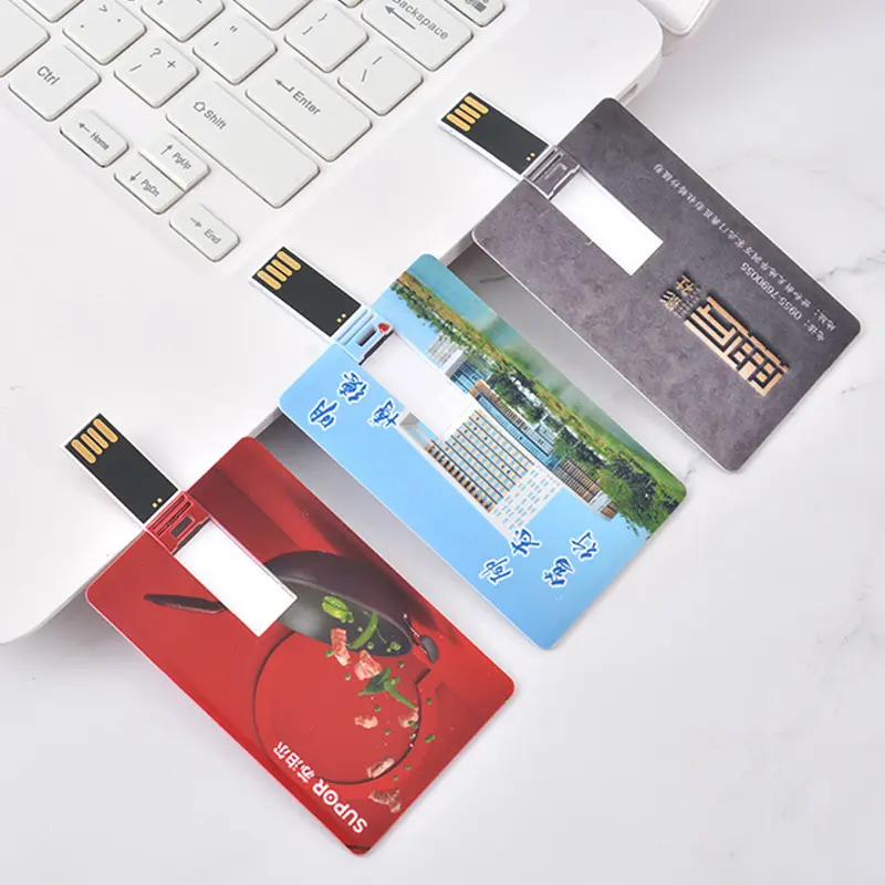 Пользовательские полноцветная печатная визитная карточка USB флэш-накопитель пластиковая Флешка популярная рекламная карта памяти