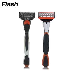 <strong>Popular</strong> Five-Blade <strong>Razor</strong> with Zinc Alloy and Soft Rubber Handle for Face Body Bikini Underarm and Barber Use - Product Image 2