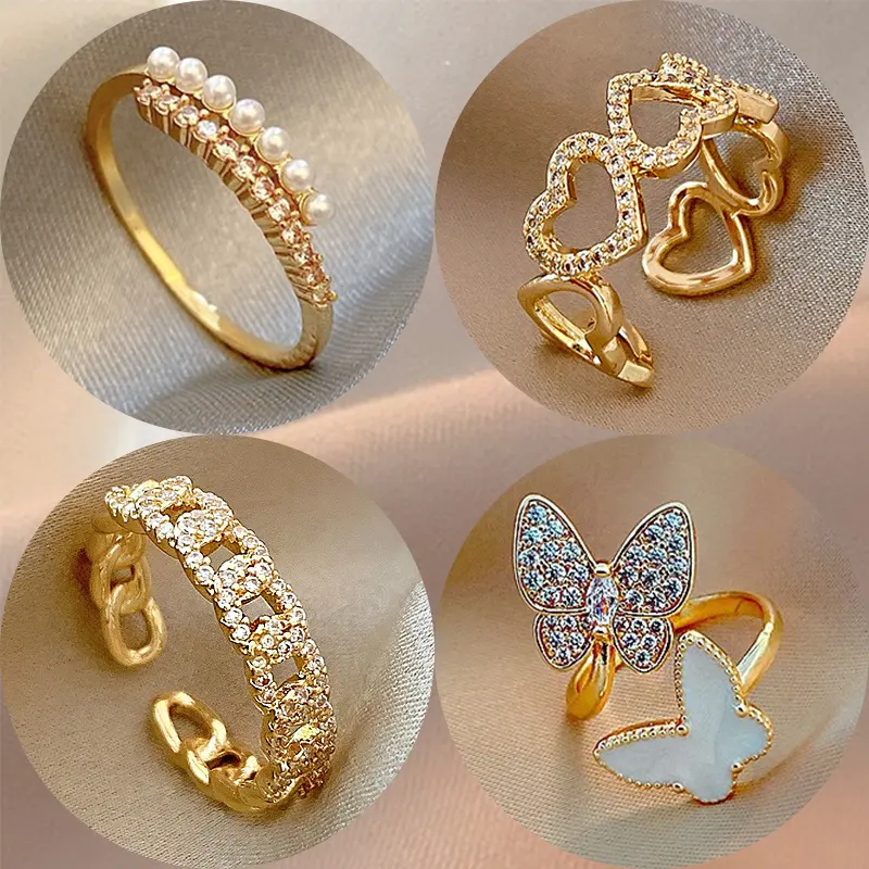 Anéis banhados a ouro 18k, baratas, punk, dedo geométrico, torcidos, tira larga, ajustável, para mulheres, bijoux, presentes femininos