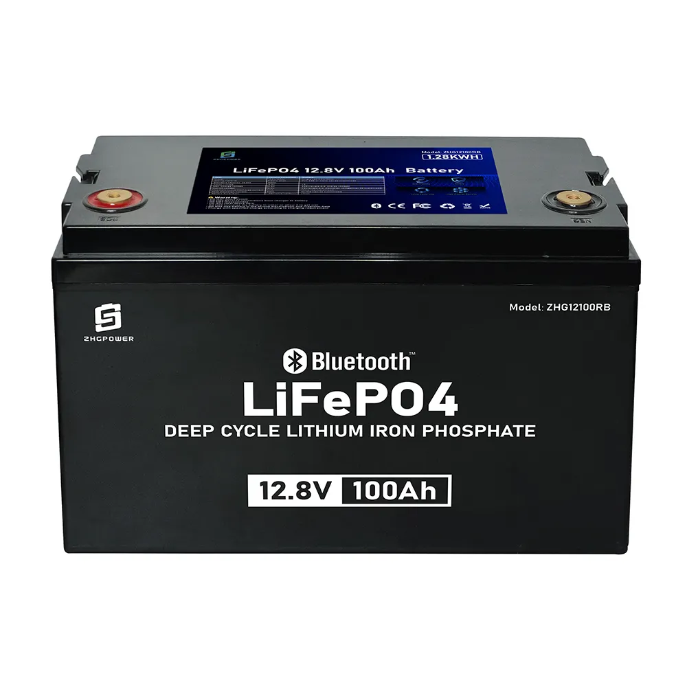 Batteria al litio 12.8V 100Ah con BT per applicazioni solari Marine e Off-grid Lifepo4 batteria 12v 100Ah