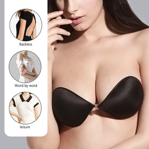 Sutiã adesivo de silicone Forma redonda Strapless Preto Push-up Wire-Free Everyday Invisible <span class=keywords><strong>String</strong></span> Suporte Frontal Fechar Bandage Bra