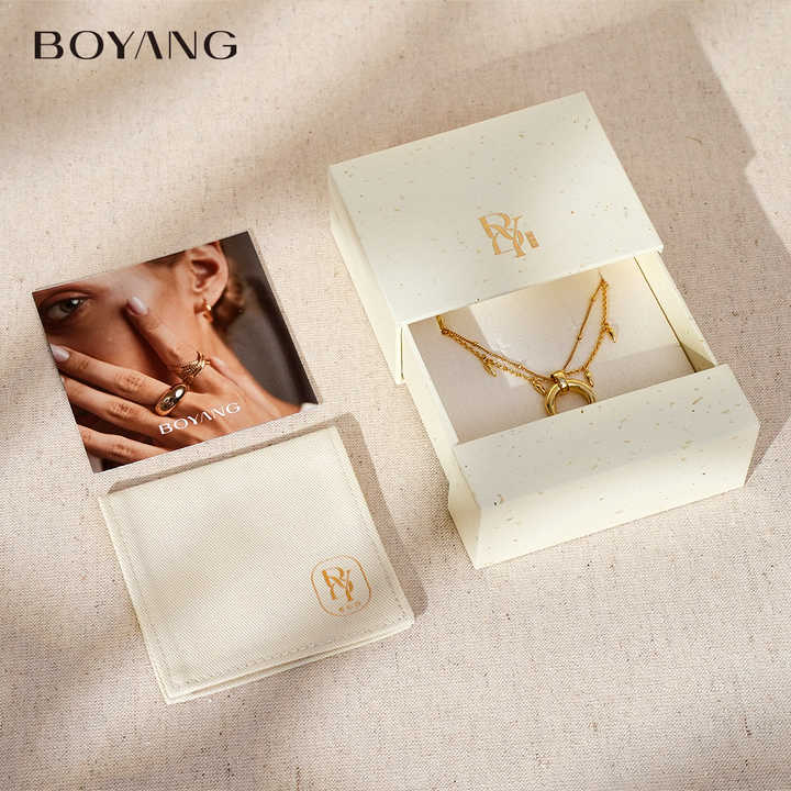 Custom Logo Recyclable Handmade Gift Box Packing Jewellery Necklace Bracelet Rings Drawer Paper Jewe