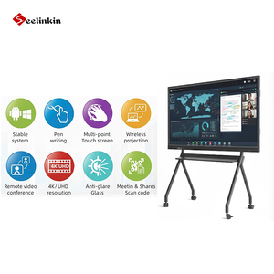 55 इंच स्मार्ट टच एलसीडी स्क्रीन मॉनिटर रोलिंग व्हील स्टैंड बोर्ड रिमोट विडीयो कॉन्फ्रेंस इंटरैक्टिव व्हाइटबोर्ड - Product Image 5