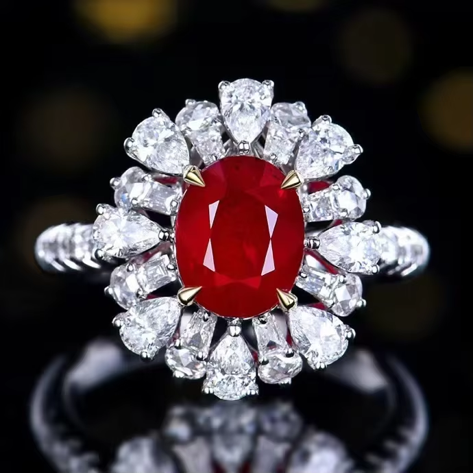 Bague diamant rubis naturel