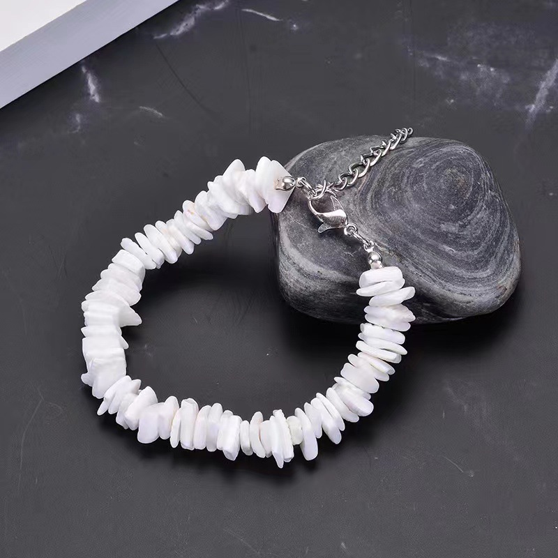 Bracelet coquillage blanc, 17cm x 5cm
