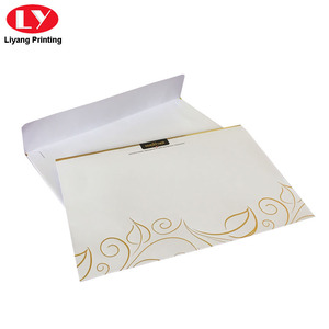 Customized C5 <strong>White</strong> Paper Gift Envelopes with <strong>Gold</strong> Logo Clear PVC Window Fancy Offset Cardboard Bag - Product Image 3