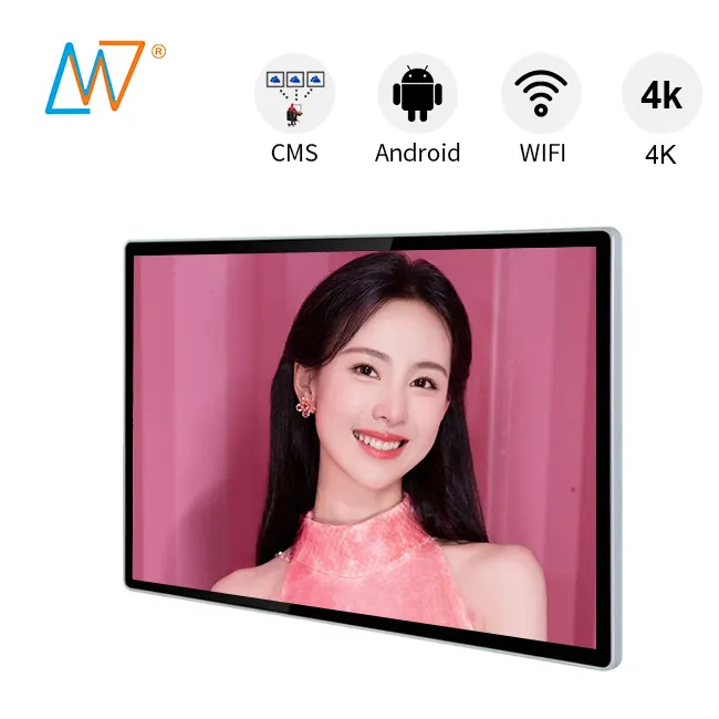 Big Wall Mount Ad Player 65 Inch Android Wifi Indoor 4 18k Digital Signage Large Advertising Display Lcd Tv Screen