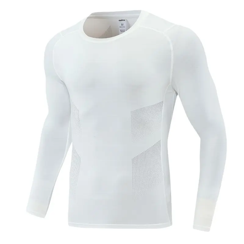 Camiseta de manga larga transpirable de alta elasticidad para hombre y mallas deportivas de secado rápido, ropa de entrenamiento deportivo para correr Fitness