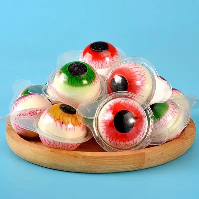 סיטונאי חדש עגול גלגל עיניים גומי עם ריבה ממתקים וממתקים גומי סוכריות