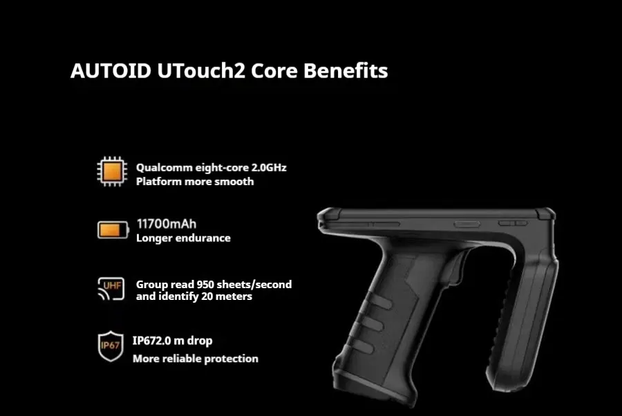 Draagbare Handheld Smart Bluetooth Qr Barcode Rfid Handheld Lezer Impinj Uhf Pda Scanner Voor Magazijn Inventaris